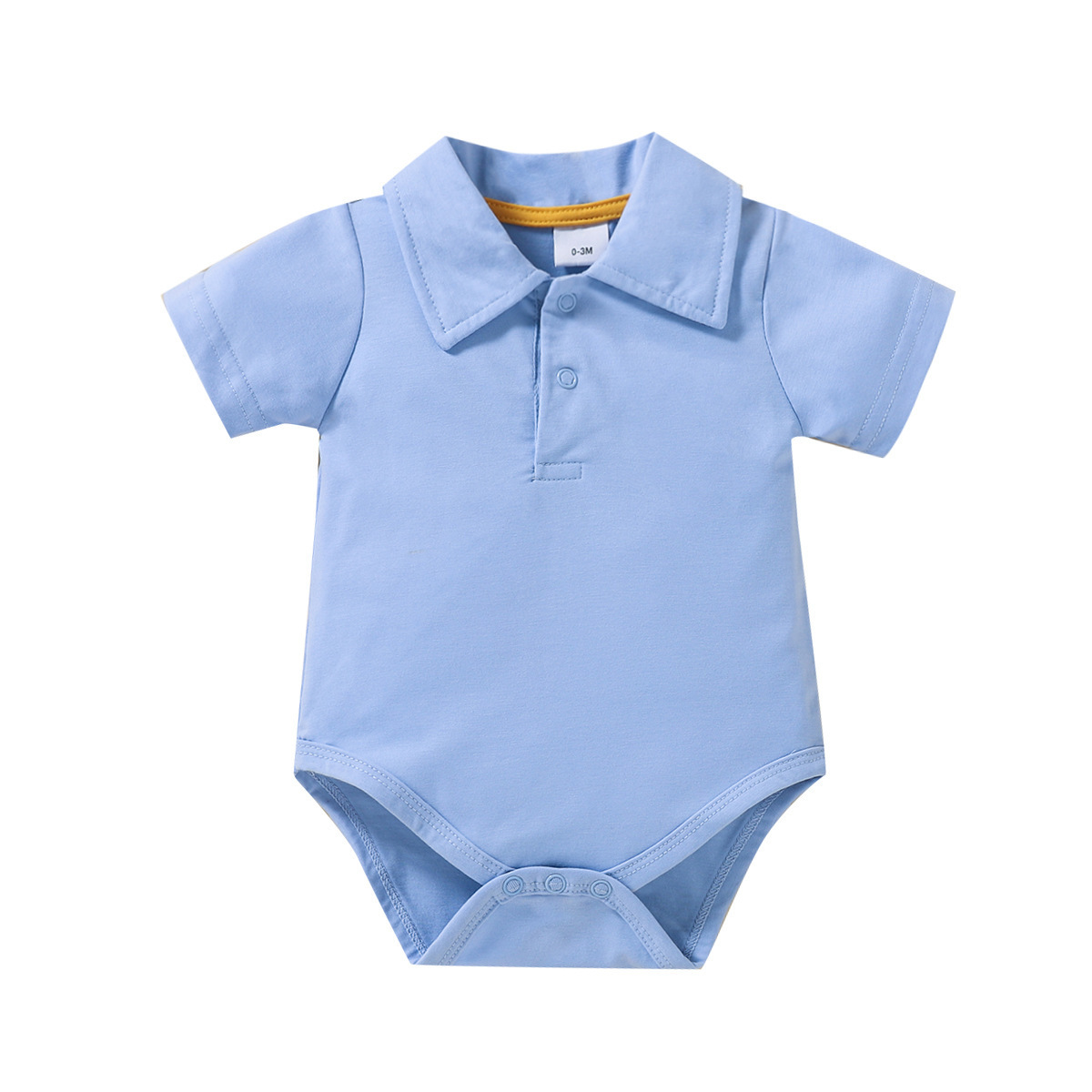 2022 new summer baby short sleeve lapel solid color polyester baby onesie cute baby onesie