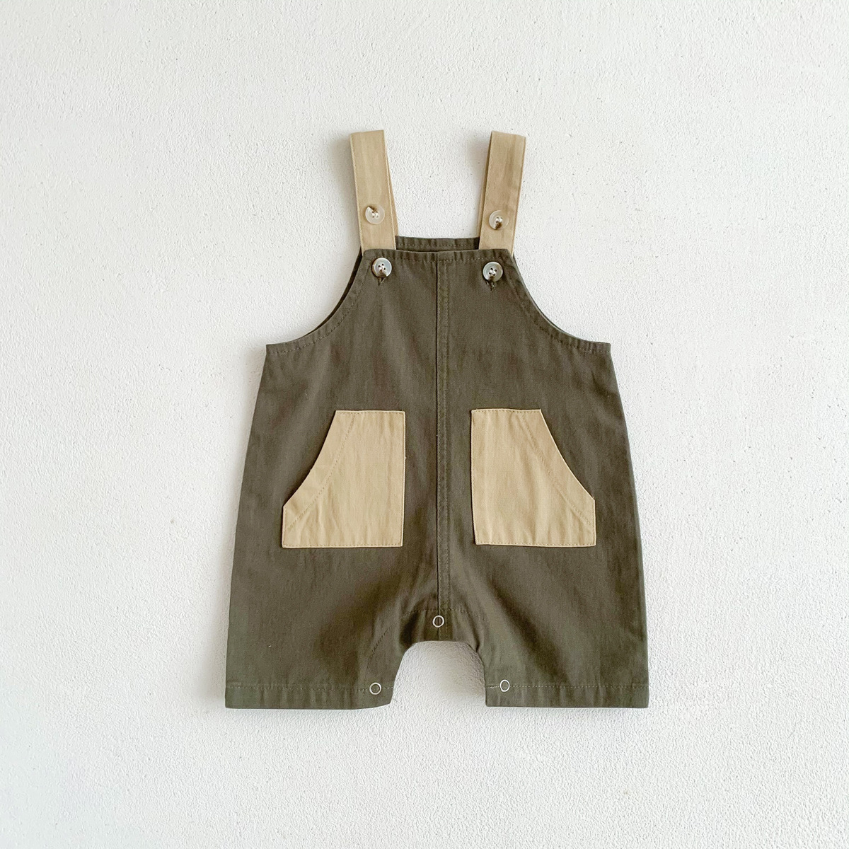 Summer baby overalls clothes baby shorts pocket Korean version of baby casual overalls