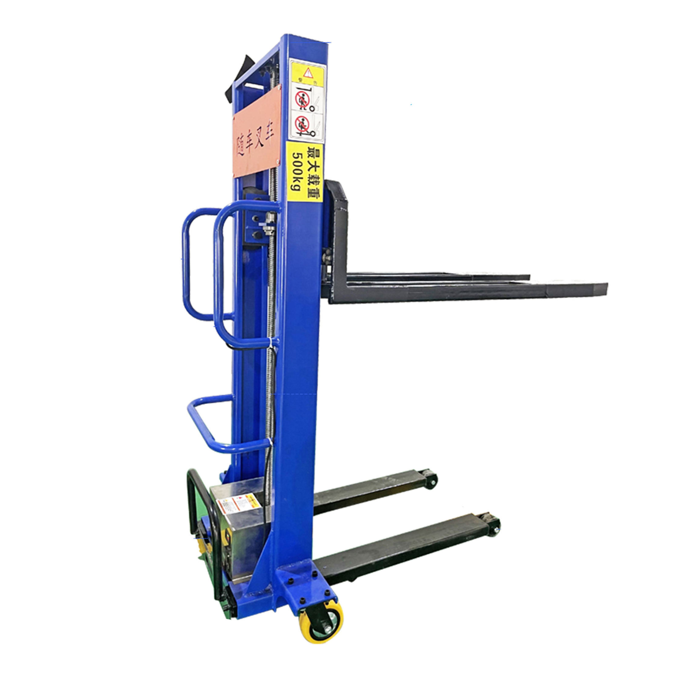 500kg 1000kg self loading portable forklift 1500kg mini small hand manual semi electric self load lifting stacker