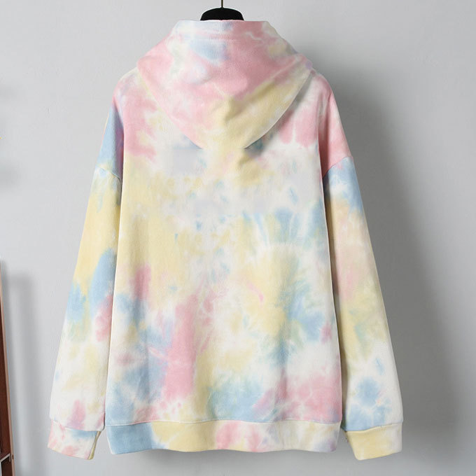 Nice design rainbow and pastel color women's 100% cotton tie dye hoodie for sale