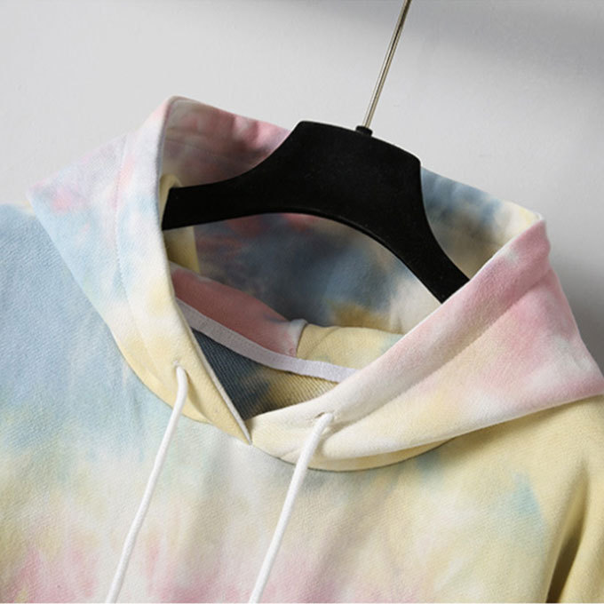 Nice design rainbow and pastel color women's 100% cotton tie dye hoodie for sale