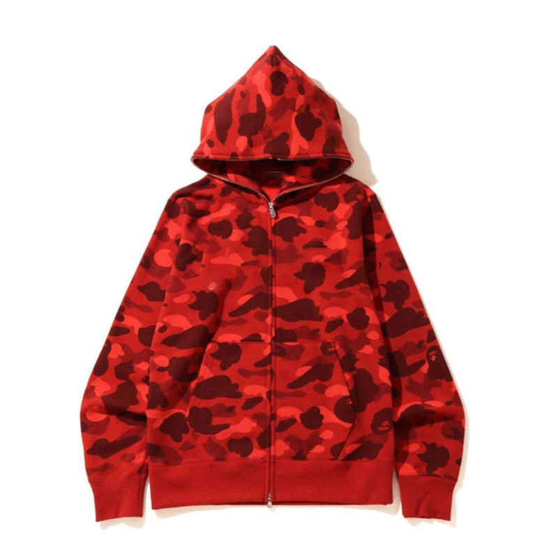 Newly design streetstyle custom blank camo full face zip up cotton fleece hoodie for promotional