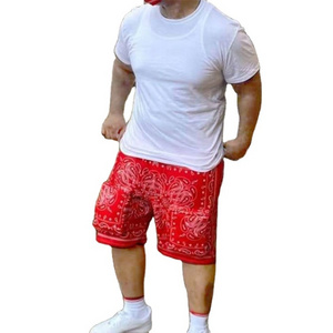 Wholesale custom bandana print shorts for men wholesale newly design red men bandana shorts