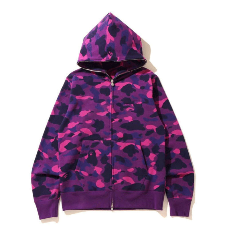 Newly design streetstyle custom blank camo full face zip up cotton fleece hoodie for promotional