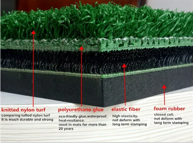 YGT Wholesale 3D 1.5m x 1.5m Golf Practice Mats Nylon Turf Golf Hitting Mat for Swing Detection