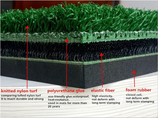 YGT-3D golf range swing hitting practice nylon turf mat with high elasticity textile fiber for golf driving range