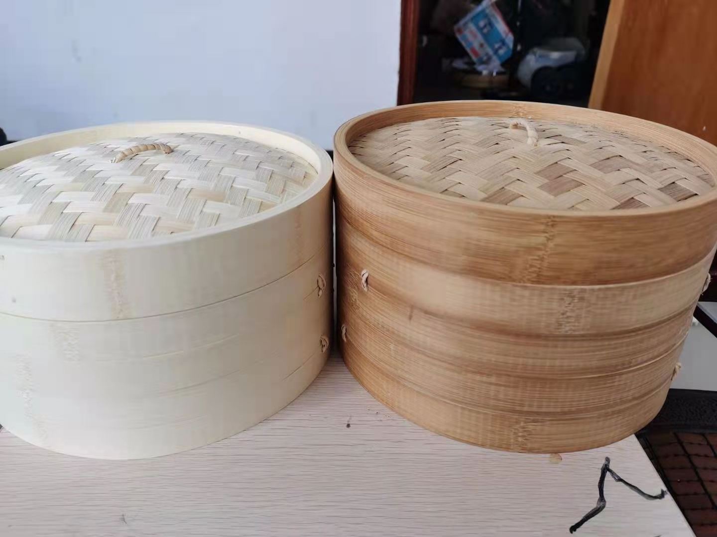 Handmade Household Kitchen Tools Cooker10 Inch 2 Tiers natural mini bamboo steamer/basket ring set