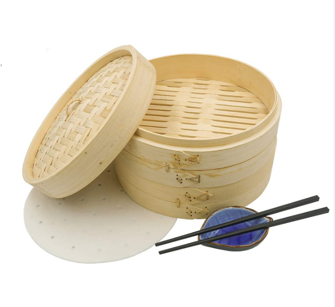 Low MOQ High Quality Two Ties One Lid 10inch Food Steamers Bamboo Steamer Favors For Cooking