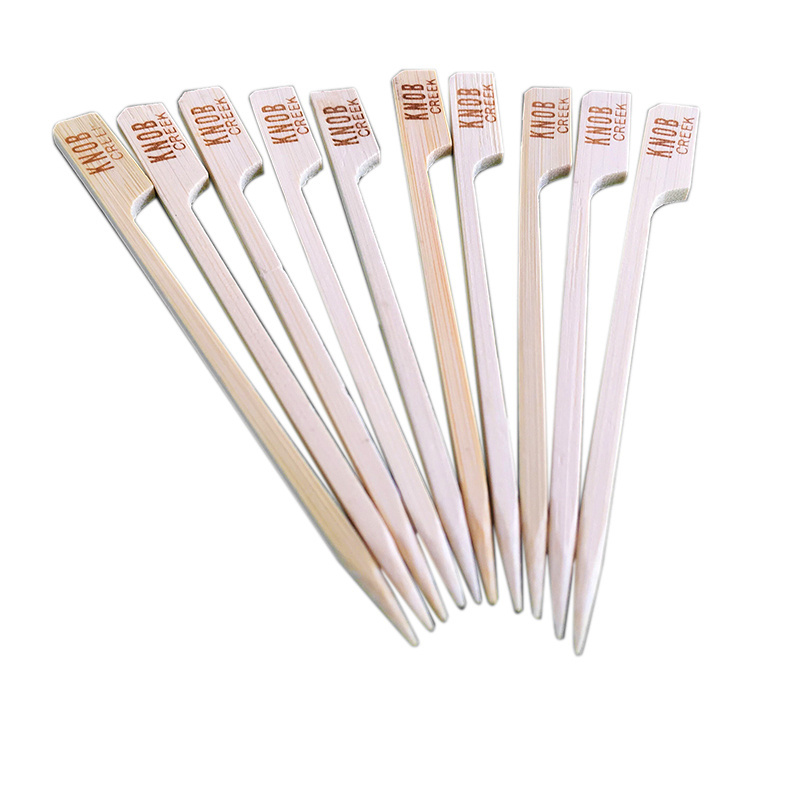 Wholesale disposable natural bamboo paddle skewers with logo for food