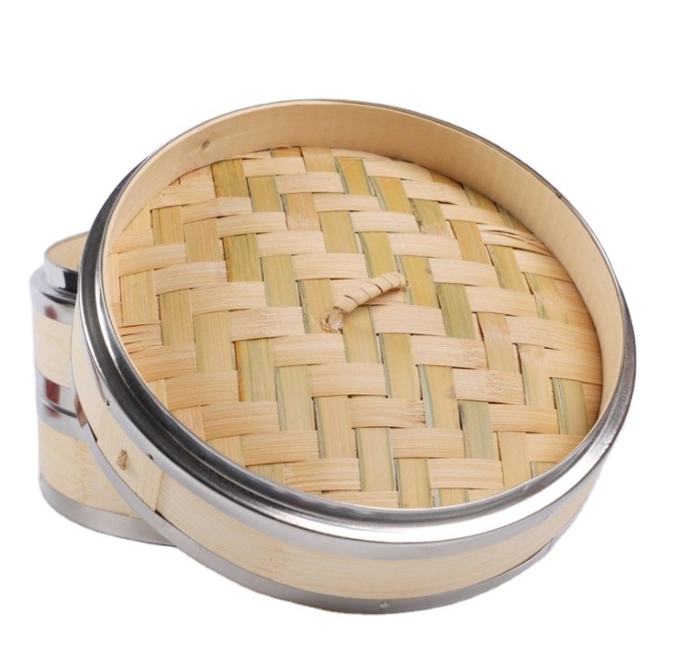 Handmade Household Kitchen Tools Cooker10 Inch 2 Tiers natural mini bamboo steamer/basket ring set