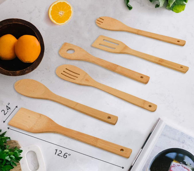 Chinese Shovel Cooking Spoon 6pcs Wooden Kitchen Utensils Bamboo Kitchen Utensils For Holder