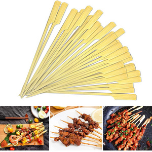 Bamboo gun skewer flat paddle bbq skewer sticks with logo small package on sales