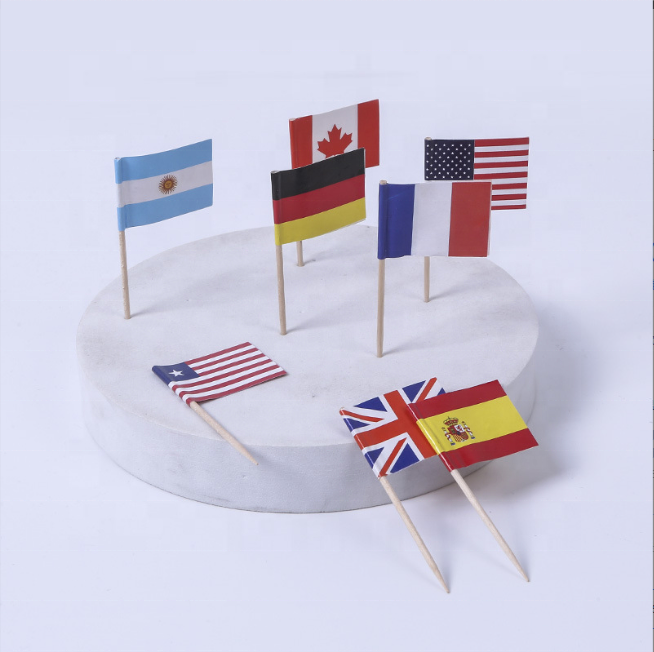 Custom assorted country flags toothpick for cake