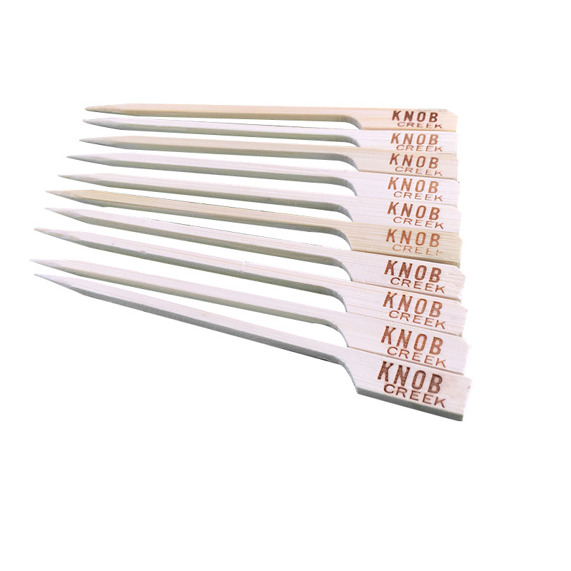 Wholesale disposable natural bamboo paddle skewers with logo for food