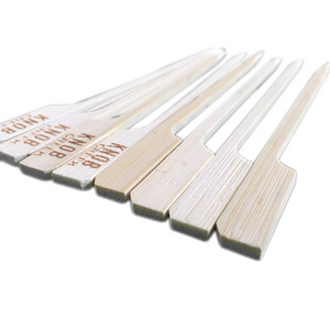 Wholesale disposable natural bamboo paddle skewers with logo for food