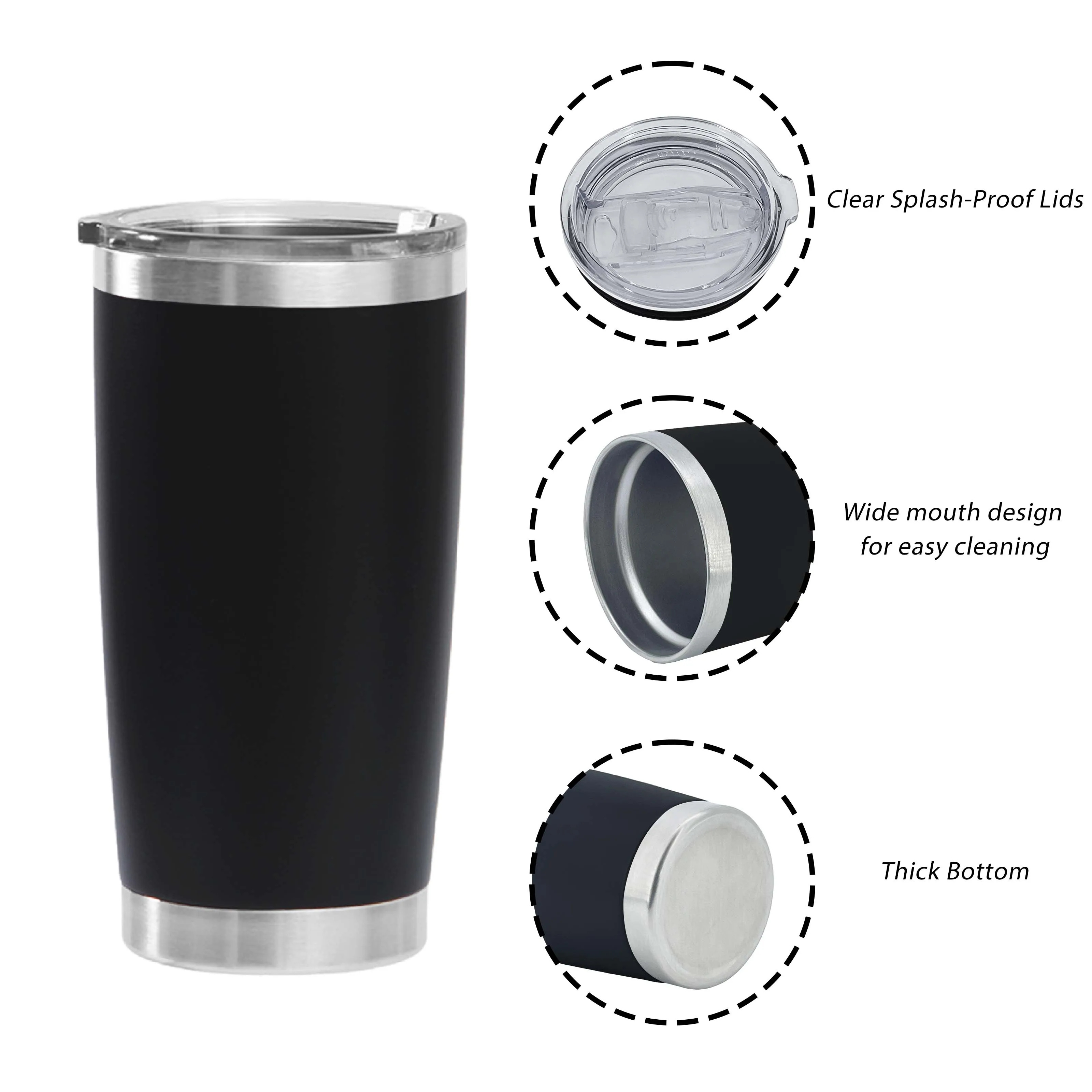 Custom Logo 20 oz Powder Coated Tumblers Wholesale Bulk 20oz Double Wall Stainless Steel Vacuum Insulated Travel Coffee Mug