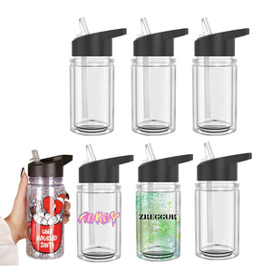 2024 New Products BPA Free Eco-Friendly Sublimation Cups Plastic Cup 300Ml 10oz Custom Snow globe Tumbler with Predrilled Hole