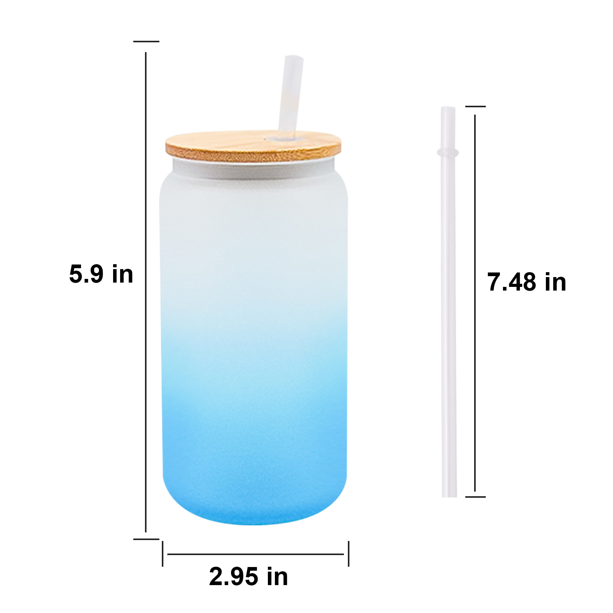 Stock in USA Warehouse Beer Glass Shaped 16oz Sublimation Frosted Gradient Glass Can for Iced Drinking with Plastic Straw