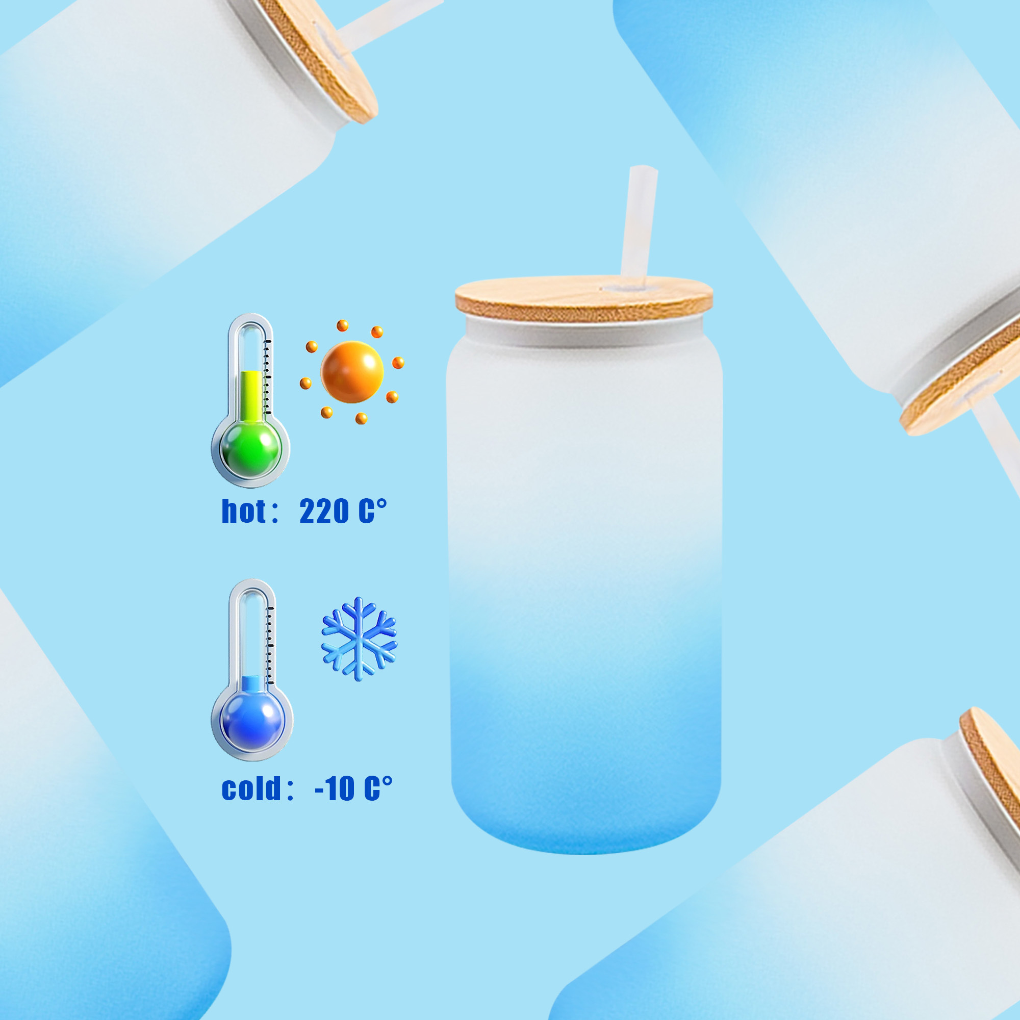 Stock in USA Warehouse Beer Glass Shaped 16oz Sublimation Frosted Gradient Glass Can for Iced Drinking with Plastic Straw