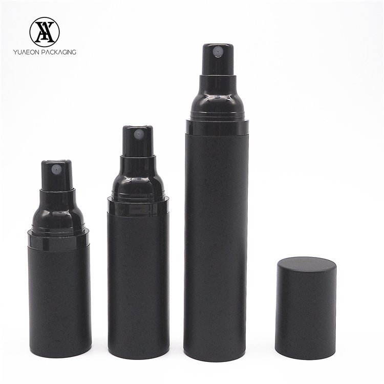 High end 15ml 30ml 50ml skincare packaging black matte airless vacuum face mist spray bottle