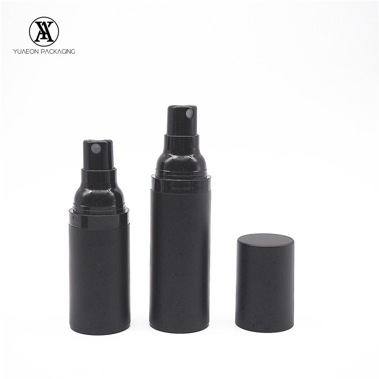 High end 15ml 30ml 50ml skincare packaging black matte airless vacuum face mist spray bottle