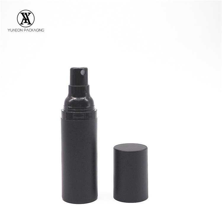 High end 15ml 30ml 50ml skincare packaging black matte airless vacuum face mist spray bottle