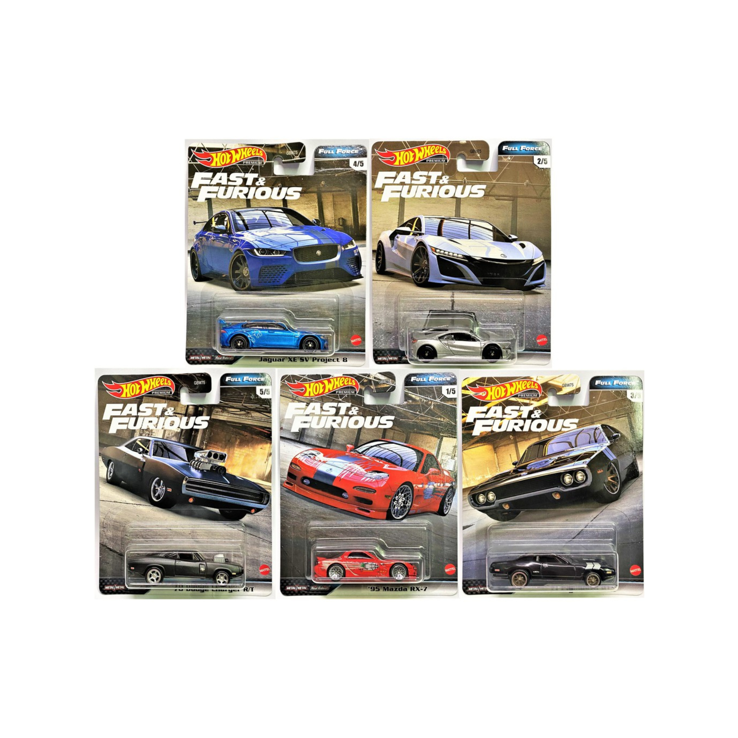 Hot Selling Toy Car Model Hot Wheels Premiue Fast & Furious Full Force Set of 5 pieces