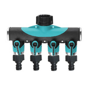 Garden Hose Connector 4 Way Splitter Watering Outlets Tap Adaptor Individual Control Manifold Irrigation Water Diverter