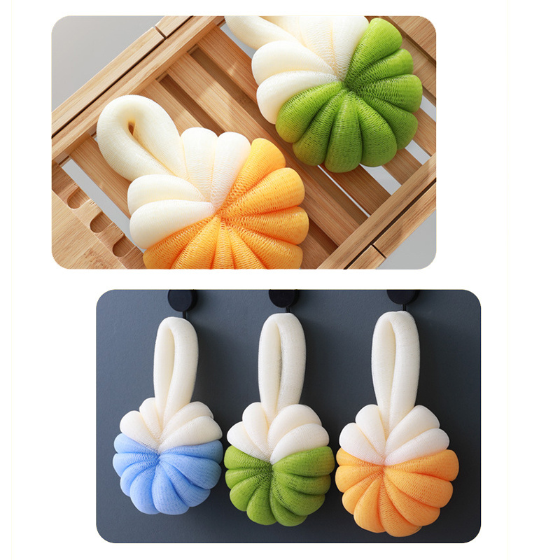 2023 new design bath mesh Pumpkin-shaped loofah sponge Multi Color wholesale