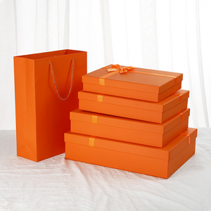 Ready to ship cheap logo custom storage orange paper packaging gift box packaging with lids