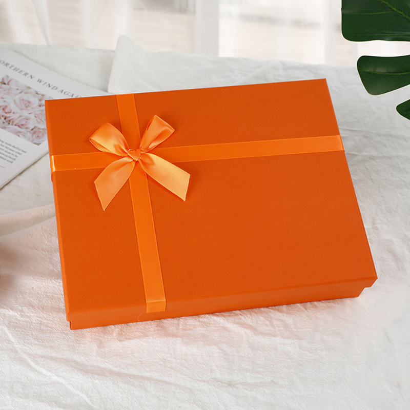 Ready to ship cheap logo custom storage orange paper packaging gift box packaging with lids