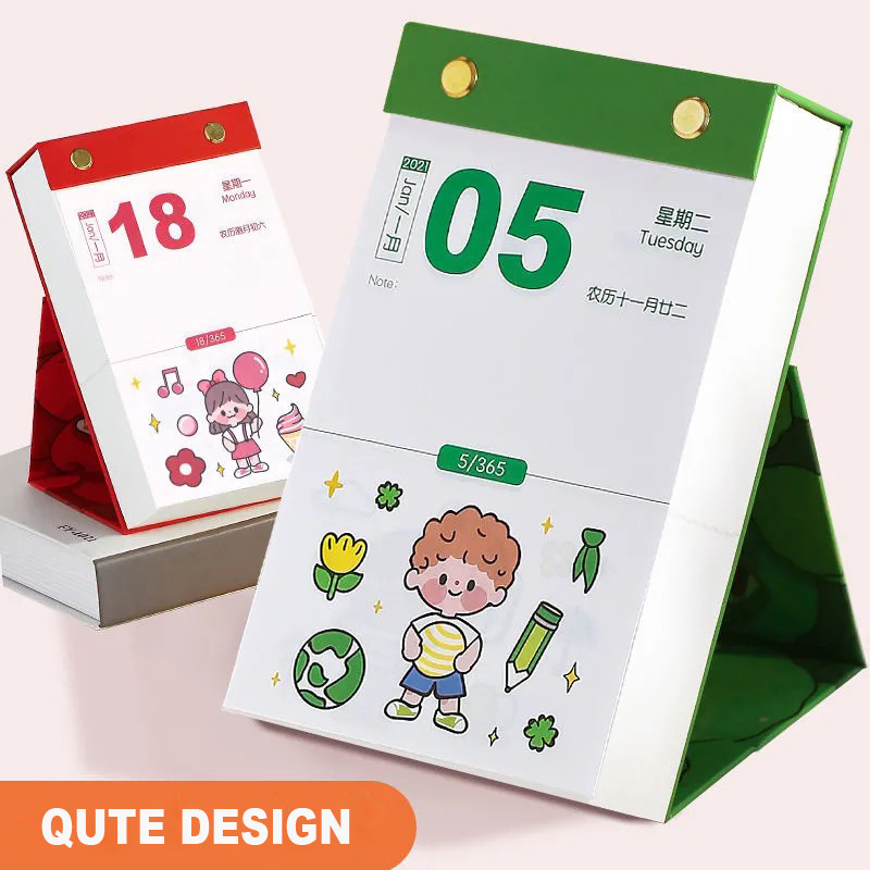 High Quality Professional Customized Personal Printing Full Color Perforated easy tear Daily Stand Desk Calendar with 365 days