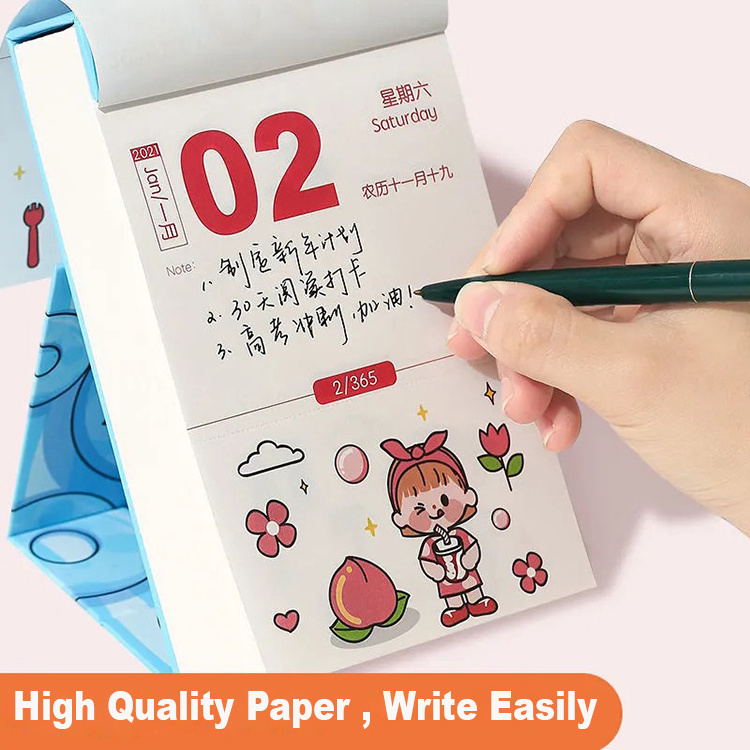 High Quality Professional Customized Personal Printing Full Color Perforated easy tear Daily Stand Desk Calendar with 365 days