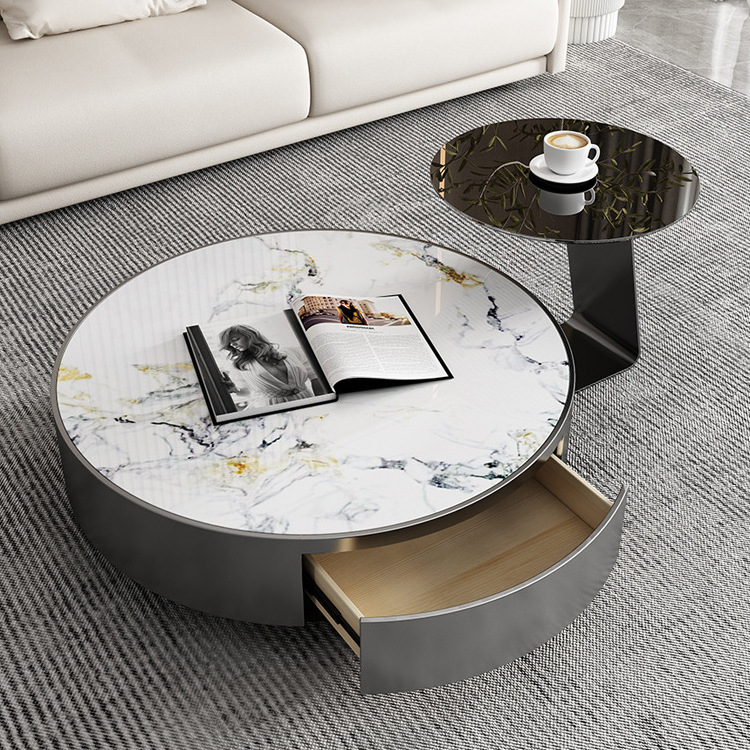 YuanChang smart lift round modern style coffee table set luxury living room furniture coffee table with drawer