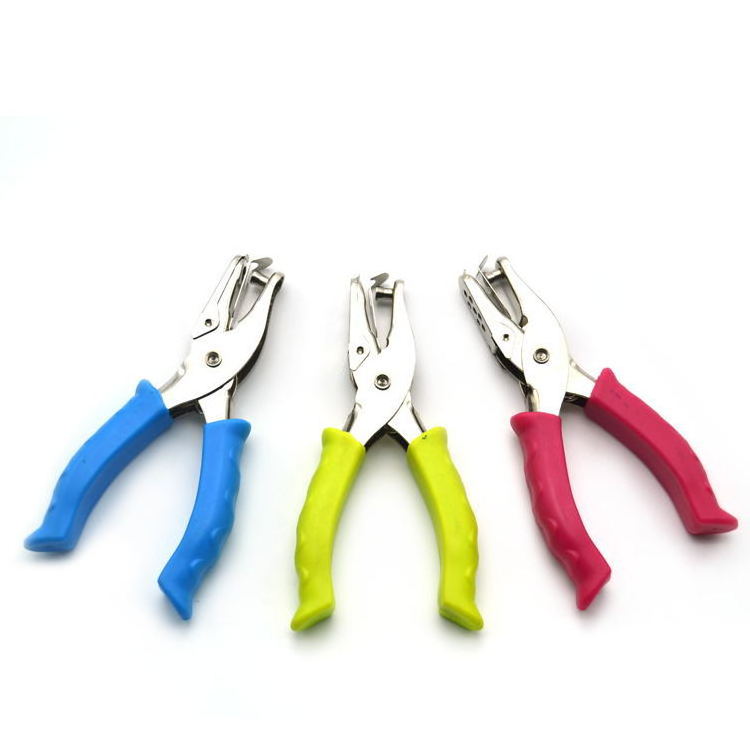 Rubber-covered hand grip labor-saving punch pliers hand loose-leaf round punch single-hole 6mm manual punch machine