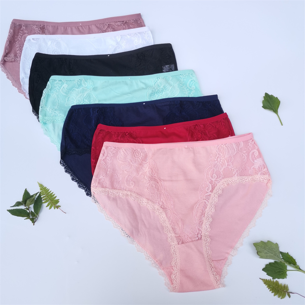 YCH custom large size women's cotton underwear high waist underwear mixed color mixed code stretch women's fashion lace panties