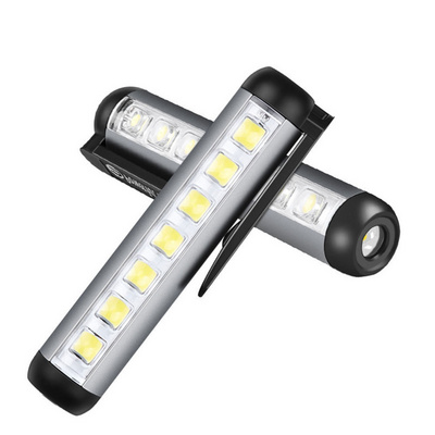 Multifunctional LED portable flashlight, rechargeable mini magnetic pen light with side lights