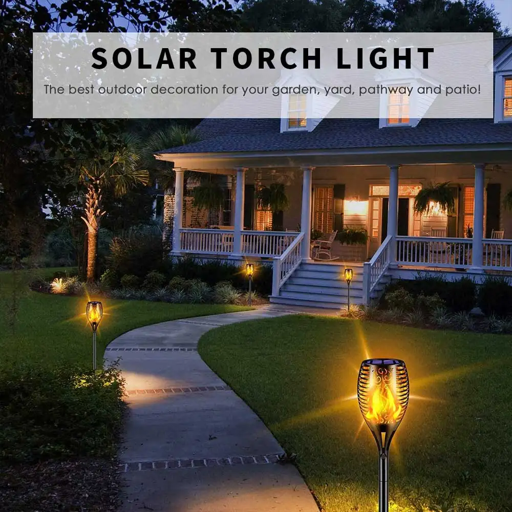 Solar Flickering Flame Garden Lights LED Waterproof Landscape Decorative Light For Outdoor