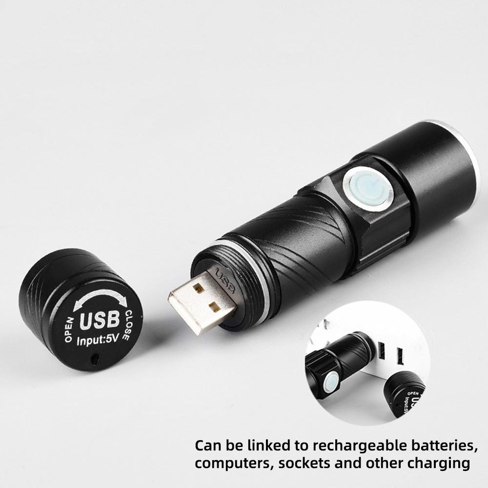 Mini Q5 USB Rechargeable LED Flashlight Portable Zoom Bright Flashlight for Outdoor Camping Night Ride Adventure Lighting