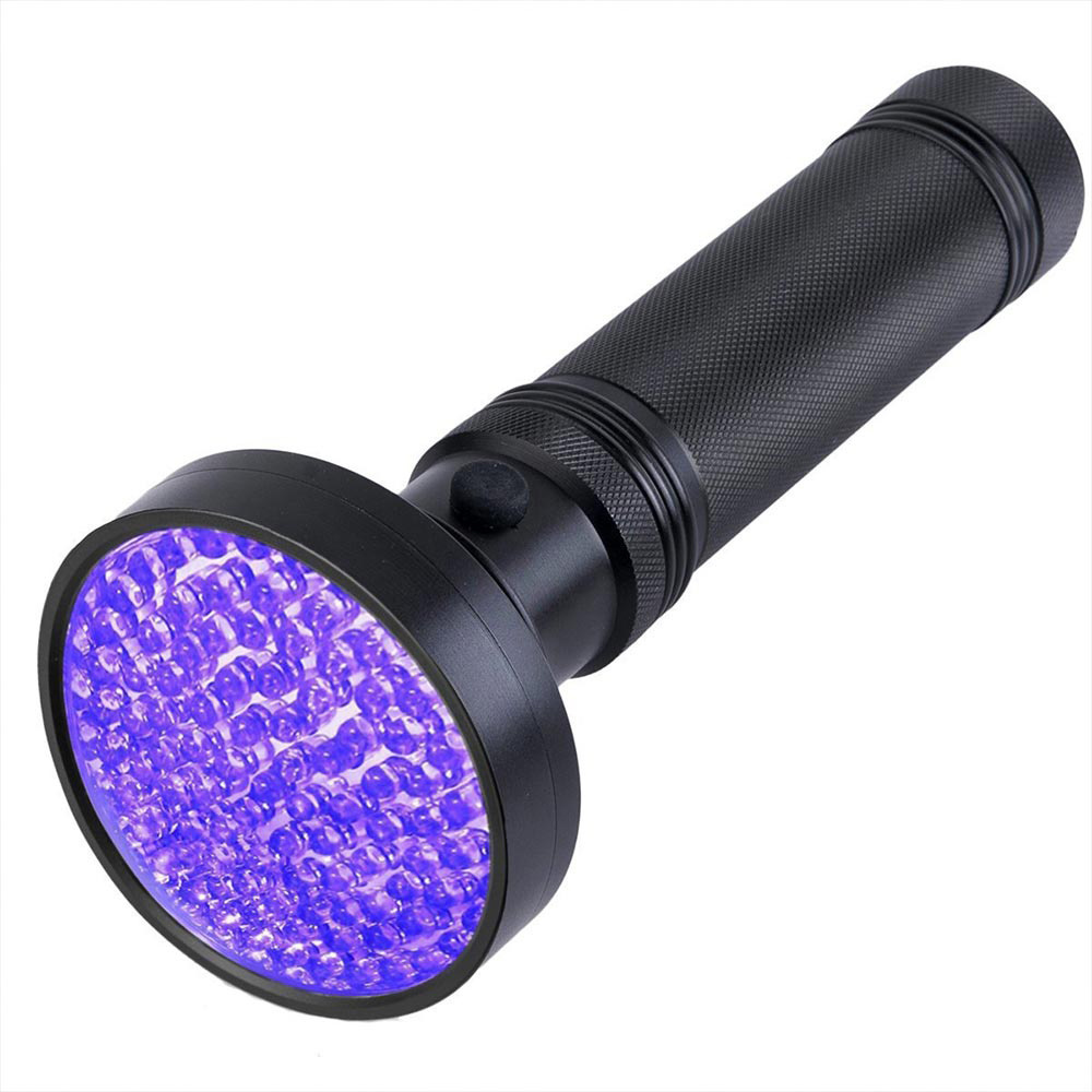 6 AA Battery Powered 395nm100 LED UV Purple Flashlight for Banknote Inspection, Fluorescence, Anti-counterfeiting Detection