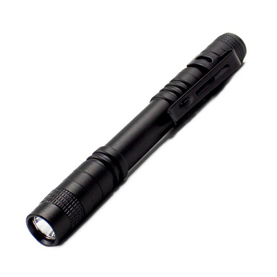 LED Mini flat Pen light Tactical Flashlight Aluminum Alloy Portable Torch with Pen Holder