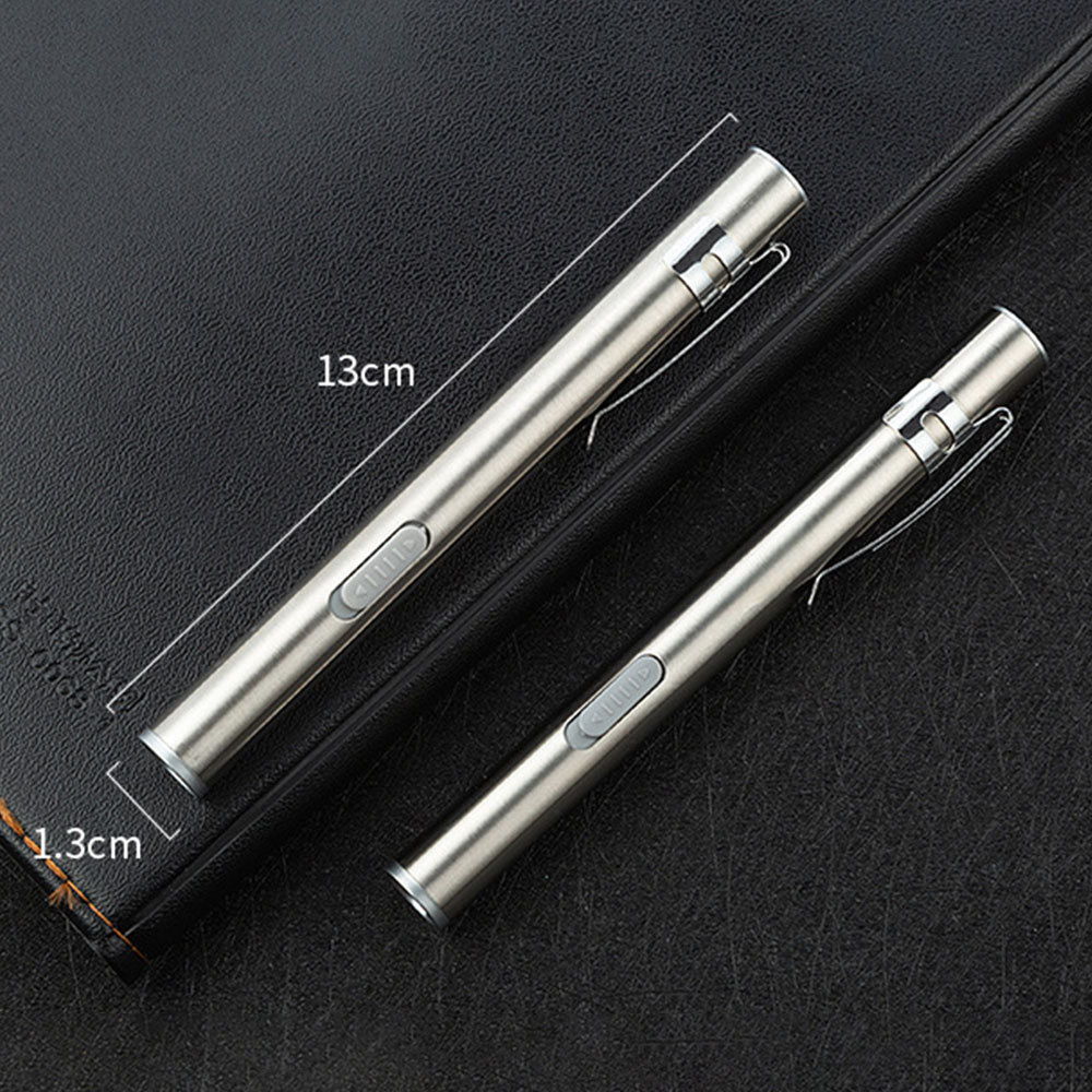 usb rechargeable led torch light lighting mini pen  with clip Stainless Steel Torch Strong Light Pen Focused EDC Flashlight