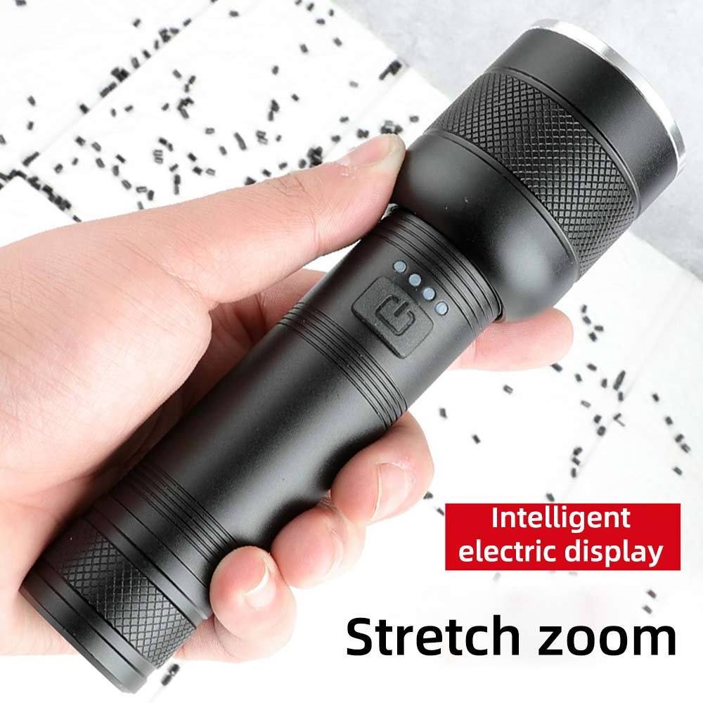 New P50 Strong Light 26650 Battery Flashlight Outdoor Lighting Electric Display USB Rechargeable Telescopic Flashlight