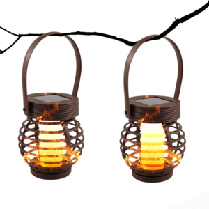 Flickering Flame Solar Lantern Outdoor Hanging Lanterns Lighting for Patio Garden Yard