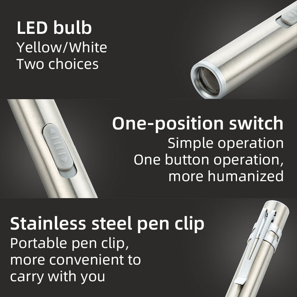 usb rechargeable led torch light lighting mini pen  with clip Stainless Steel Torch Strong Light Pen Focused EDC Flashlight