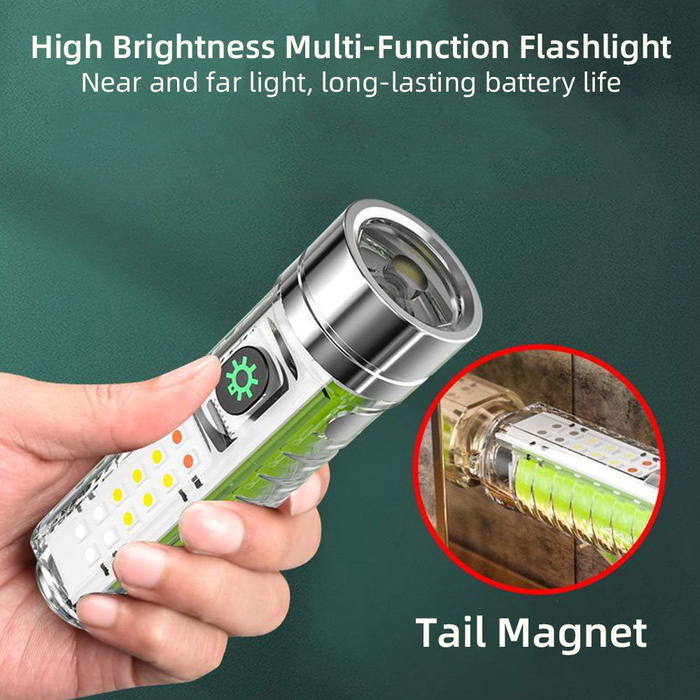 White laser flashlight multifunctional LED waterproof torch High Brightness mini magnetic flash light