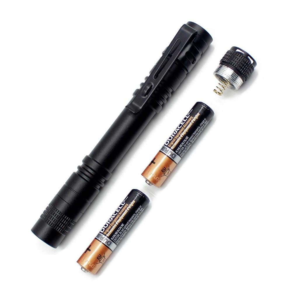 LED Mini flat Pen light Tactical Flashlight Aluminum Alloy Portable Torch with Pen Holder