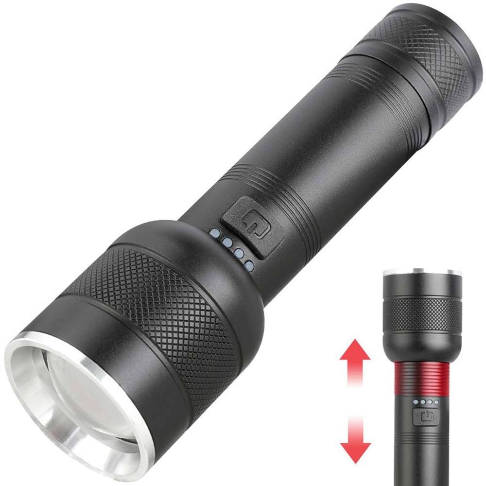 New P50 Strong Light 26650 Battery Flashlight Outdoor Lighting Electric Display USB Rechargeable Telescopic Flashlight