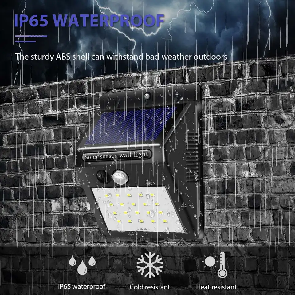 20 LED Waterproof Solar Garden Lights Outdoor Garden Wall Lamp Solar Motion Sensor Wall Light