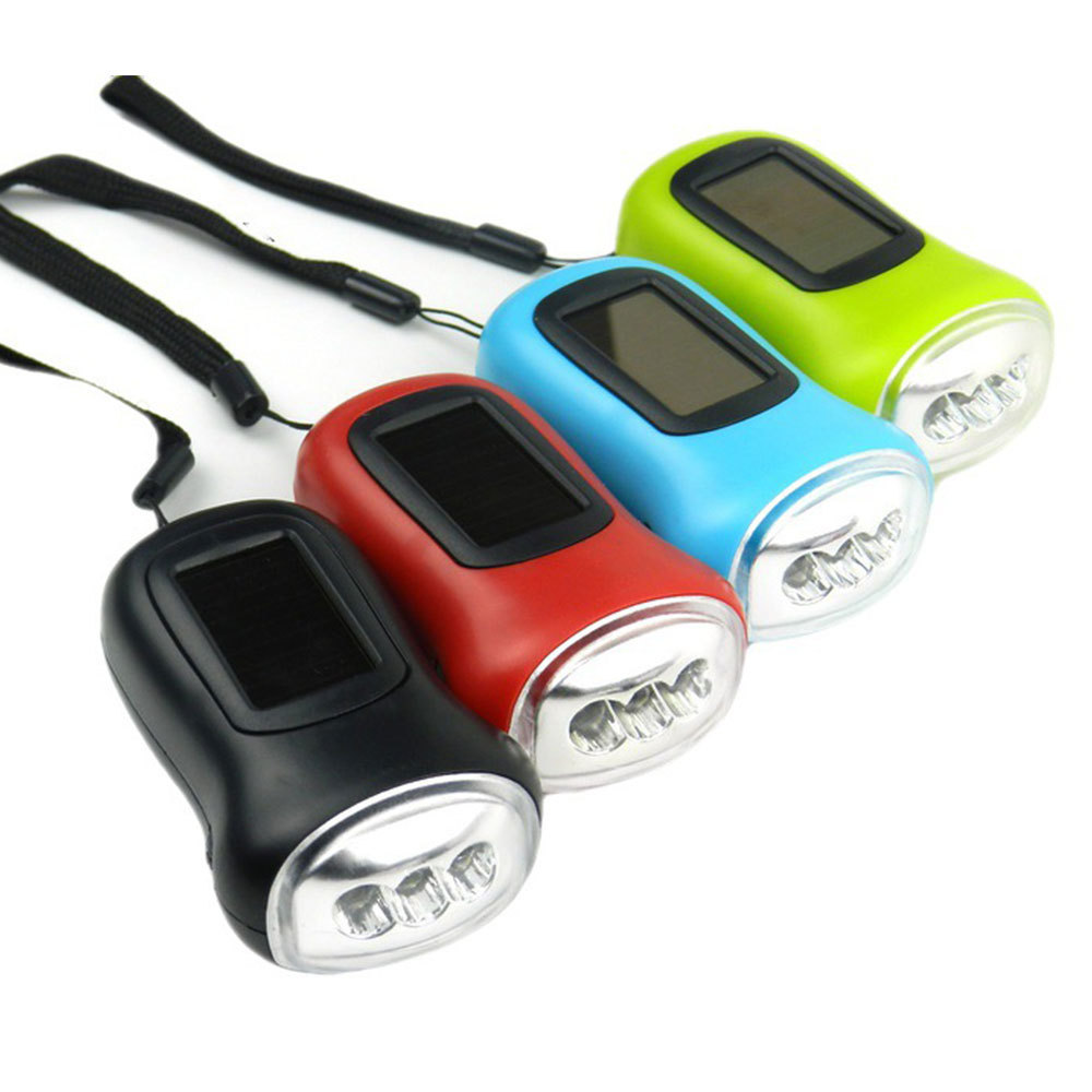 Multifunctional hand crank flashlight LED solar energy saving torch for outdoor household emergency